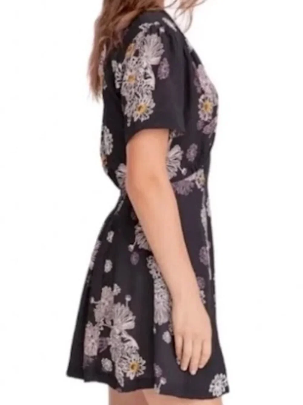 Free People Blue Hawaii Floral Mini Dress - Black Combo - Size M
